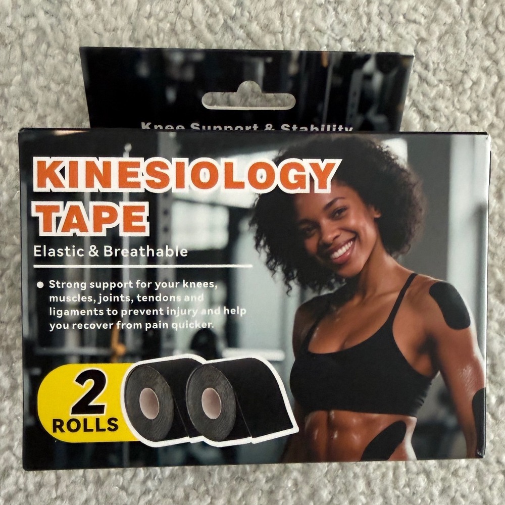Unbranded Kinesiology Tape Unisex 2 Rolls Elastic Breathable Black NIB